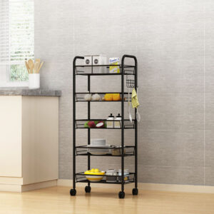 SOGA 2X 5 Tier Steel Black Bee Mesh Kitchen Cart Multi-Functional Shelves Portable Storage Organizer with Wheels, Garden, Tools & Hardware, Garage Storage & Organisation, Utility Shelves, , ,  - NZ DEPOT 2