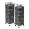 SOGA 2X 5 Tier Steel Square Rotating Kitchen Cart Multi-Functional Shelves Portable Storage Organizer with Wheels, Garden, Tools & Hardware>Garage Storage & Organisation>Utility Shelves, , , , ,  - NZ DEPOT 1