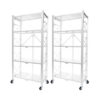 SOGA 2X 5 Tier Steel White Foldable Display Stand Multi-Functional Shelves Portable Storage Organizer with Wheels, Garden, Tools & Hardware>Garage Storage & Organisation>Utility Shelves, , , , ,  - NZ DEPOT 1