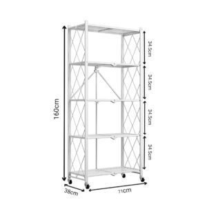 SOGA 2X 5 Tier Steel White Foldable Kitchen Cart Multi-Functional Shelves Portable Storage Organizer with Wheels, Garden, Tools & Hardware, Garage Storage & Organisation, Utility Shelves, , ,  - NZ DEPOT 2