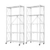SOGA 2X 5 Tier Steel White Foldable Kitchen Cart Multi-Functional Shelves Portable Storage Organizer with Wheels, Garden, Tools & Hardware>Garage Storage & Organisation>Utility Shelves, , , , ,  - NZ DEPOT 1
