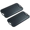 SOGA 2X 50.8cm Cast Iron Ridged Griddle Hot Plate Grill Pan BBQ Stovetop, Home & Living>Kitchen & Dining>Cookware>Frying Pans, , , , ,  - NZ DEPOT 1
