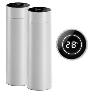 SOGA 2X 500ML Stainless Steel Smart LCD Thermometer Display Bottle Vacuum Flask Thermos White, home & living, kitchen & dining, drinkware, bottles & jugs, ,  - NZ DEPOT 1