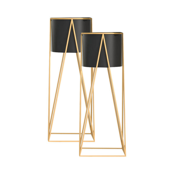 Soga 2X 50Cm Gold Metal Plant Stand With Black Flower Pot Holder Corner Shelving Rack Indoor Display, Home &Amp; Living, Home Decor, Indoor Pots, Planters And Plant Stands, , ,  - Nz Depot 1