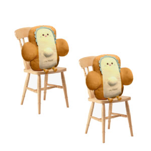 SOGA 2X 58cm Cute Face Toast Bread Cushion Stuffed Car Seat Plush Cartoon Back Support Pillow Home Decor NZ DEPOT - NZ DEPOT