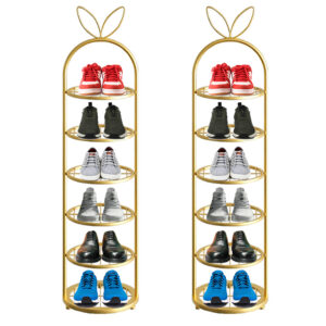 SOGA 2X 6 Tier Bunny Ears Shape Gold Plated Metal Shoe Organizer Space Saving Portable Footwear Storage Shelf, Furniture, Storage & Shelving, Shoe Storage, , ,  - NZ DEPOT 1