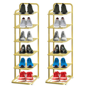 SOGA 2X 6 Tier Gold Plated Metal Shoe Organizer Space Saving Portable Footwear Storage ShelfSOGA 6 Tier Gold Metal Shoe Organizer, Furniture, Storage & Shelving, Shoe Storage, , ,  - NZ DEPOT 1