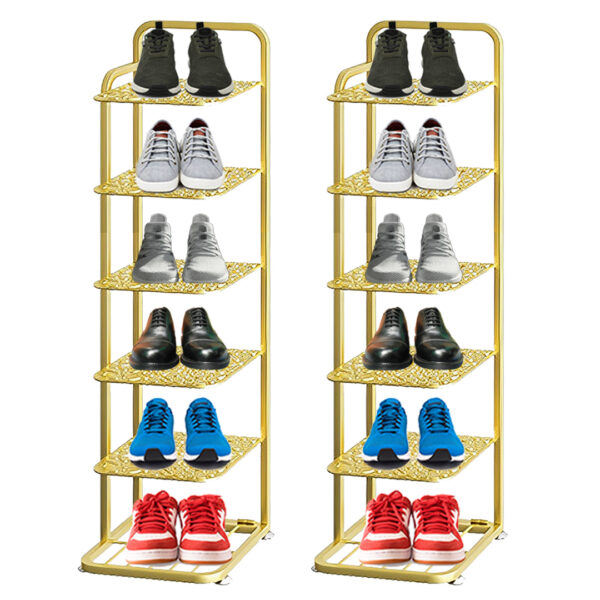 Soga 2X 6 Tier Gold Plated Metal Shoe Organizer Space Saving Portable Footwear Storage Shelfsoga 6 Tier Gold Metal Shoe Organizer, Furniture, Storage &Amp; Shelving, Shoe Storage, , ,  - Nz Depot 1