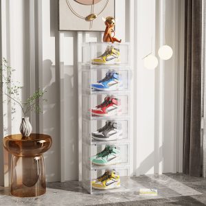 SOGA 2X 6 Tier Transparent Portable Shoe Organiser Sneaker Footwear Folding Plastic Bin Stackable Storage Box with Magnetic Door, Furniture, Storage & Shelving, Shoe Storage, , ,  - NZ DEPOT 2