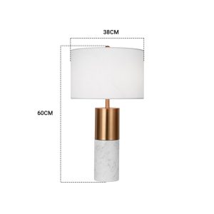 SOGA 2X 60cm White Marble Bedside Modern Desk Table Lamp Living Room Shade with Cylinder Base, Home & Living, Lighting, Indoor Lights, Lamps, Table Lamps,  - NZ DEPOT 2