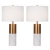 SOGA 2X 60cm White Marble Bedside Modern Desk Table Lamp Living Room Shade with Cylinder Base, Home & Living>Lighting>Indoor Lights>Lamps>Table Lamps, , , , ,  - NZ DEPOT 1