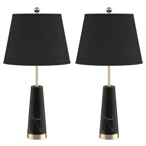 SOGA 2X 68cm Black Marble Bedside Desk Table Lamp Living Room Shade with Cone Shape Base, Home & Living, Lighting, Indoor Lights, Lamps, Table Lamps,  - NZ DEPOT 1