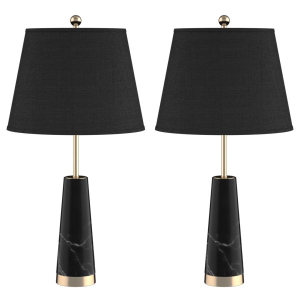 Soga 2X 68Cm Black Marble Bedside Desk Table Lamp Living Room Shade With Cone Shape Base, Home &Amp; Living, Lighting, Indoor Lights, Lamps, Table Lamps,  - Nz Depot 1