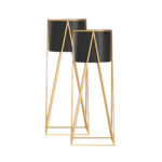 SOGA 2X 70cm Gold Metal Plant Stand with Black Flower Pot Holder Corner Shelving Rack Indoor Display, Home & Living>Home Decor>Indoor Pots, Planters and Plant Stands, , , , ,  - NZ DEPOT 1