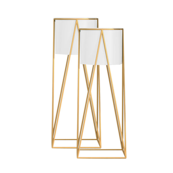 Soga 2X 70Cm Gold Metal Plant Stand With White Flower Pot Holder Corner Shelving Rack Indoor Display, Home &Amp; Living, Home Decor, Indoor Pots, Planters And Plant Stands, , ,  - Nz Depot 1