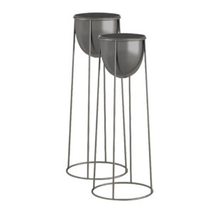 SOGA 2X 70cm Round Wire Metal Flower Pot Stand with Black Flowerpot Holder Rack Display NZ DEPOT - NZ DEPOT