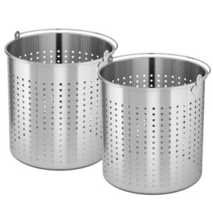 SOGA 2X 71L 18/10 Stainless Steel Perforated Stockpot Basket Pasta Strainer with Handle, home & living > kitchen & dining > cookware > stock & multi pots, , , , ,  - NZ DEPOT 1