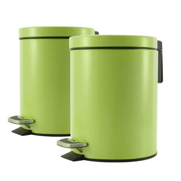 SOGA 2X 7L Foot Pedal Stainless Steel Rubbish Recycling Garbage Waste Trash Bin Round Green, Home & Living, Kitchen & Dining, Kitchen Storage, Kitchen Bins, ,  - NZ DEPOT 1