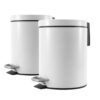 SOGA 2X 7L Foot Pedal Stainless Steel Rubbish Recycling Garbage Waste Trash Bin Round White, Home & Living>Kitchen & Dining>Kitchen Storage>Kitchen Bins, , , , , - NZ DEPOT 1