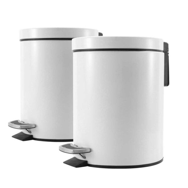 SOGA 2X 7L Foot Pedal Stainless Steel Rubbish Recycling Garbage Waste Trash Bin Round White, Home & Living, Kitchen & Dining, Kitchen Storage, Kitchen Bins, ,  - NZ DEPOT 1