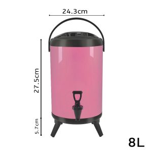 SOGA 2X 8L Stainless Steel Insulated Milk Tea Barrel Hot and Cold Beverage Dispenser Container with Faucet Pink, Home & Living, Kitchen & Dining, Barware, Spirit Dispensers, ,  - NZ DEPOT 2