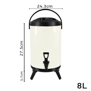 SOGA 2X 8L Stainless Steel Insulated Milk Tea Barrel Hot and Cold Beverage Dispenser Container with Faucet White, Home & Living, Kitchen & Dining, Barware, Spirit Dispensers, ,  - NZ DEPOT 2