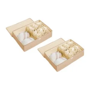Buy SOGA 2X Beige Flip Top Underwear Storage Box Foldable Wardrobe Partition Drawer Home Organiser Online - Furniture/Storage & Shelving/Home Storage - 1 - NZ Depot Free Shipping