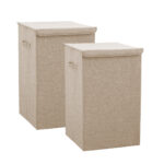 SOGA 2X Beige Large Collapsible Laundry Hamper Storage Box Foldable Canvas Basket Home Organiser Decor, Furniture, Storage & Shelving, Home Storage, , ,  - NZ DEPOT 1