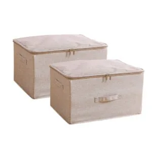 Buy SOGA 2X Beige Large Portable Double Zipper Storage Box Moisture Proof Clothes Basket Foldable Home Organiser Online - Furniture/Storage & Shelving/Home Storage - 1 - NZ Depot Free Shipping