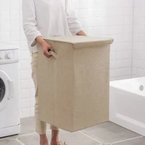 Buy SOGA 2X Beige Medium Collapsible Laundry Hamper Storage Box Foldable Canvas Basket Home Organiser Decor Online - Furniture/Storage & Shelving/Home Storage - 2 - NZ Depot Free Shipping