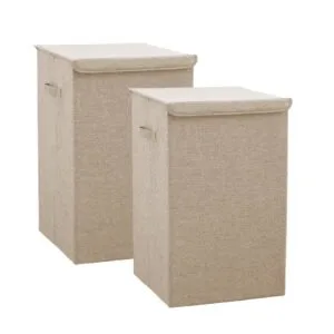 Buy SOGA 2X Beige Medium Collapsible Laundry Hamper Storage Box Foldable Canvas Basket Home Organiser Decor Online - Furniture/Storage & Shelving/Home Storage - 1 - NZ Depot Free Shipping