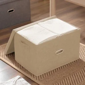 Buy SOGA 2X Beige Medium Foldable Canvas Storage Box Cube Clothes Basket Organiser Home Decorative Box Online - Furniture/Storage & Shelving/Home Storage - 2 - NZ Depot Free Shipping