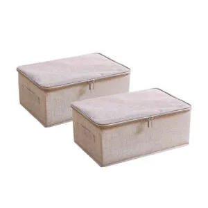 Buy SOGA 2X Beige Small Portable Double Zipper Storage Box Moisture Proof Clothes Basket Foldable Home Organiser Online - Furniture/Storage & Shelving/Home Storage - 1 - NZ Depot Free Shipping