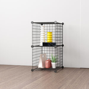 SOGA 2X Black Portable 2 Tier Cube Storage Organiser Foldable DIY Modular Grid Space Saving Shelf, Furniture, Storage & Shelving, Home Storage, , ,  - NZ DEPOT 2