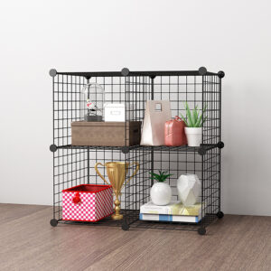 SOGA 2X Black Portable 4-Cube Storage Organiser Foldable DIY Modular Grid Space Saving Shelf, Furniture, Storage & Shelving, Home Storage, , ,  - NZ DEPOT 2