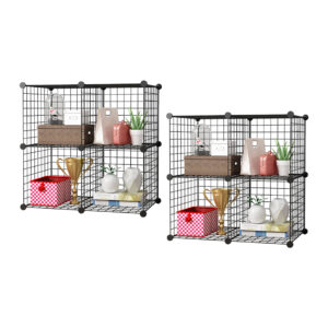 SOGA 2X Black Portable 4-Cube Storage Organiser Foldable DIY Modular Grid Space Saving Shelf, Furniture, Storage & Shelving, Home Storage, , ,  - NZ DEPOT 1