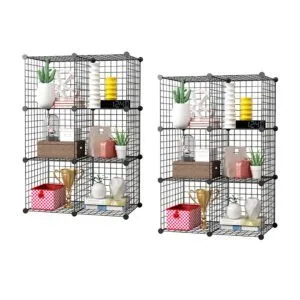 Buy SOGA 2X Black Portable 6-Cube Storage Organiser Foldable DIY Modular Grid Space Saving Shelf Online - Furniture/Storage & Shelving/Home Storage - 1 - NZ Depot Free Shipping