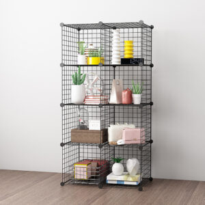 SOGA 2X Black Portable 8-Cube Storage Organiser Foldable DIY Modular Grid Space Saving Shelf, Furniture, Storage & Shelving, Home Storage, , ,  - NZ DEPOT 2