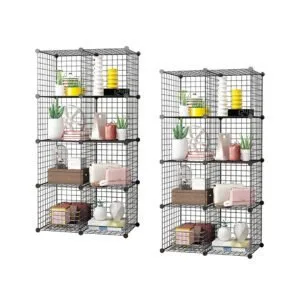 Buy SOGA 2X Black Portable 8-Cube Storage Organiser Foldable DIY Modular Grid Space Saving Shelf Online - Furniture/Storage & Shelving/Home Storage - 1 - NZ Depot Free Shipping