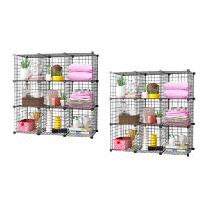 SOGA 2X Black Portable 9-Cube Storage Organiser Foldable DIY Modular Grid Space Saving Shelf, Furniture, Storage & Shelving, Home Storage, , ,  - NZ DEPOT 1