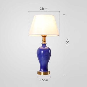 SOGA 2X Blue Ceramic Oval Table Lamp with Gold Metal Base, Home & Living, Lighting, Indoor Lights, Lamps, Table Lamps,  - NZ DEPOT 2