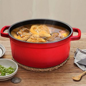 SOGA 2X Cast Iron 24cm Enamel Porcelain Stewpot Casserole Stew Cooking Pot With Lid Orange, Home & Living, Kitchen & Dining, Cookware, Casserole Dishes, ,  - NZ DEPOT 2