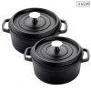 SOGA 2X Cast Iron 24cm Stewpot Casserole Stew Cooking Pot With Lid Black, Home & Living>Kitchen & Dining>Cookware>Casserole Dishes, , , , , - NZ DEPOT 1