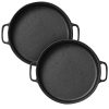 SOGA 2X Cast Iron 35cm Frying Pan Skillet Coating Steak Sizzle Platter, Home & Living>Kitchen & Dining>Cookware>Griddles & Grill Pans, , , , , - NZ DEPOT 1