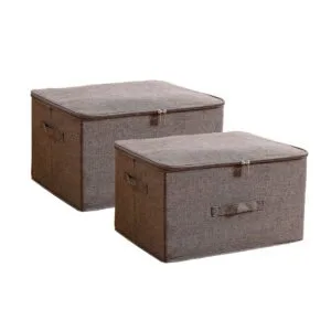 Buy SOGA 2X Coffee Large Portable Double Zipper Storage Box Moisture Proof Clothes Basket Foldable Home Organiser Online - Furniture/Storage & Shelving/Home Storage - 1 - NZ Depot Free Shipping