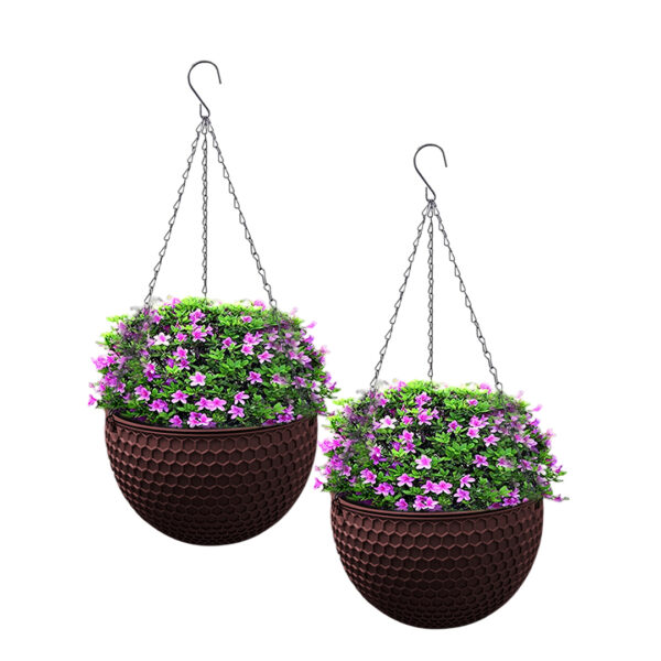 Soga 2X Coffee Medium Hanging Resin Flower Pot Self Watering Basket Planter Outdoor Garden Decor, Home &Amp; Living, Home Decor, Indoor Pots, Planters And Plant Stands, , ,  - Nz Depot 1