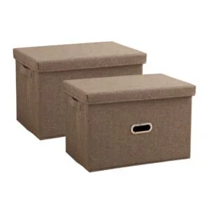 Buy SOGA 2X Coffee Small Foldable Canvas Storage Box Cube Clothes Basket Organiser Home Decorative Box Online - Furniture/Storage & Shelving/Home Storage - 1 - NZ Depot Free Shipping