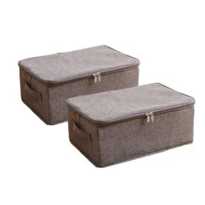 Buy SOGA 2X Coffee Small Portable Double Zipper Storage Box Moisture Proof Clothes Basket Foldable Home Organiser Online - Furniture/Storage & Shelving/Home Storage - 1 - NZ Depot Free Shipping