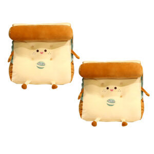 SOGA 2X Cute Face Toast Bread Wedge Cushion Stuffed Plush Cartoon Back Support Pillow Home Decor NZ DEPOT - NZ DEPOT