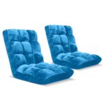 SOGA 2X Floor Recliner Folding Lounge Sofa Futon Couch Folding Chair Cushion Blue, Furniture, Living Room Furniture, Occasional Chairs, , ,  - NZ DEPOT 1